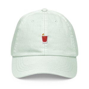 Negroni   Hat - Gift for cocktail lovers - Embroidered Pastel Cotton Cap