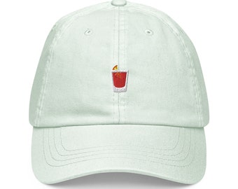 Negroni   Hat - Gift for cocktail lovers - Embroidered Pastel Cotton Cap