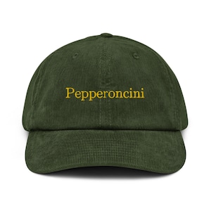Pepperoncini Corduroy   Hat - Gift for Spicy Italian food Lovers - Handmade Embroidered Cap