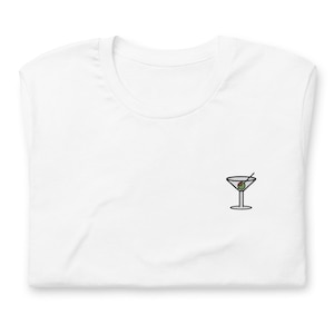 Martini T Shirt - Gift for Cocktail Lovers - Minimalist Embroidered Shirt - Multiple Colours