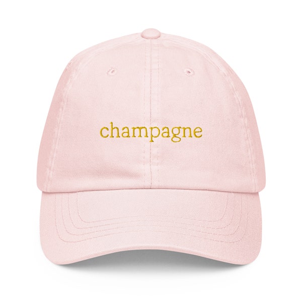 Champagne Dad Hat - Gift for French Wine Lovers - Pastel Cotton Embroidered Cap