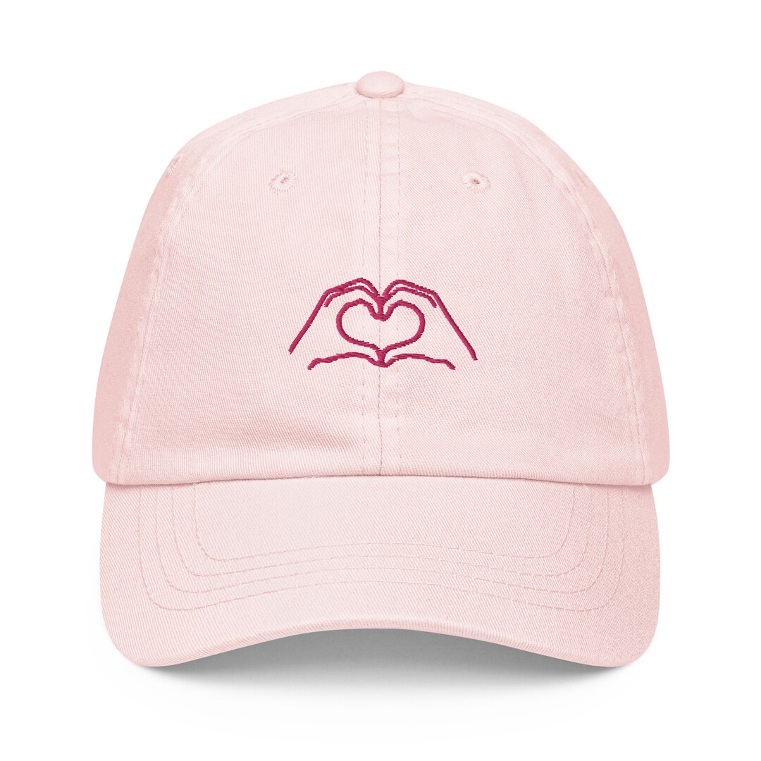 Embroidered Heart Hands Hat: Pastel Cotton Cap - Etsy display picture 3