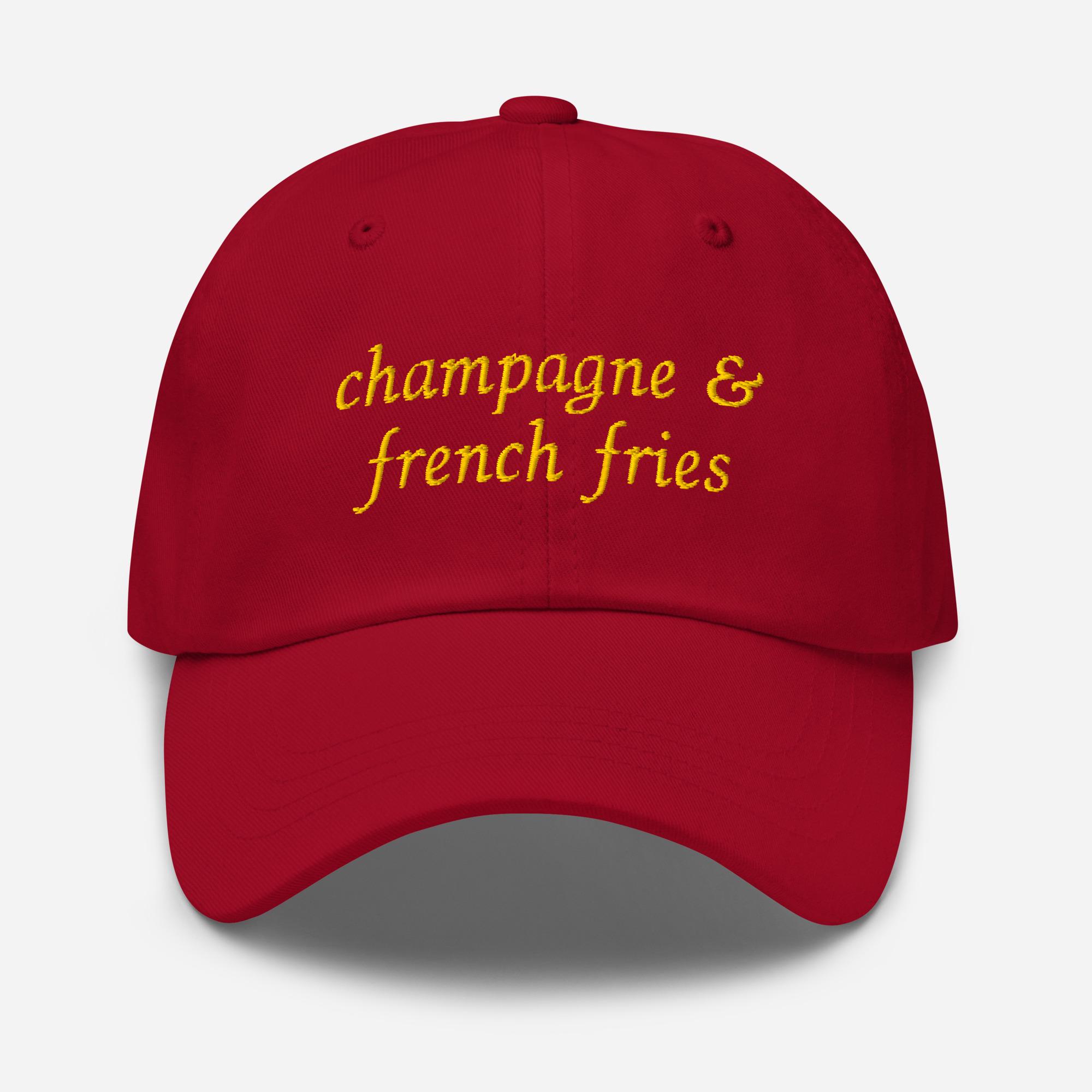 Embroidered Champagne & French Fries Hat - Soft Cotton Dad 