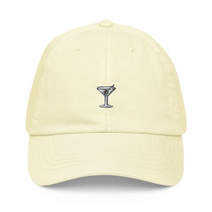 Martini Hat - Gift for vodka gin cocktail lovers - Embroidered Cotton Cap