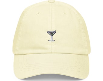 Martini Hat - Gift for vodka gin cocktail lovers - Embroidered Cotton Cap