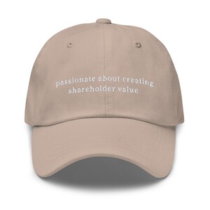 Shareholder Value Hat - Funny Work Gift - Office Humor -  Multiple Colors - Cotton Embroidered Baseball Cap