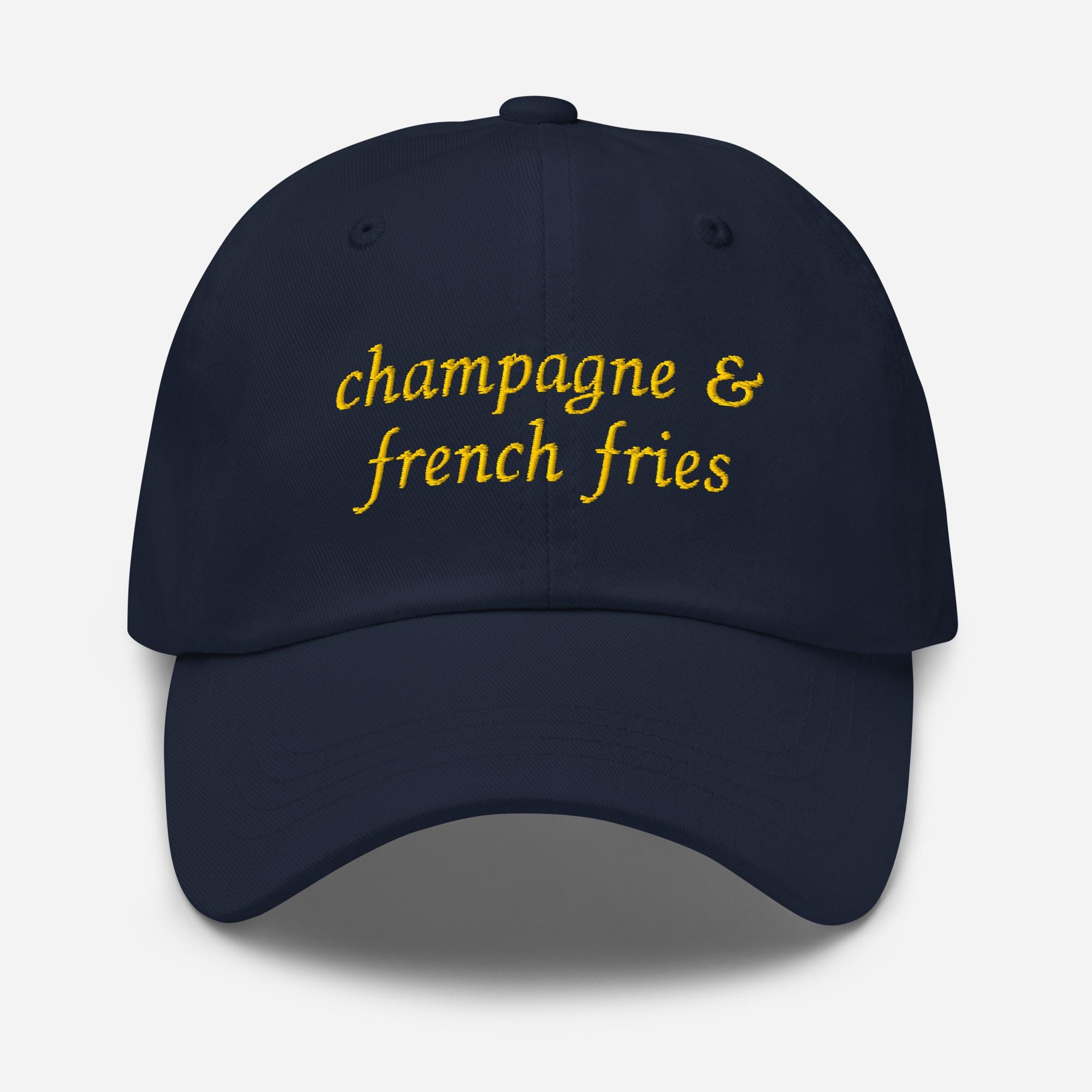 Embroidered Champagne & French Fries Hat - Soft Cotton Dad 