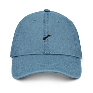 Ant Embroidered Denim Hat – Retro One Word Insect Hat, Funny Minimal Aesthetic Dad Cap