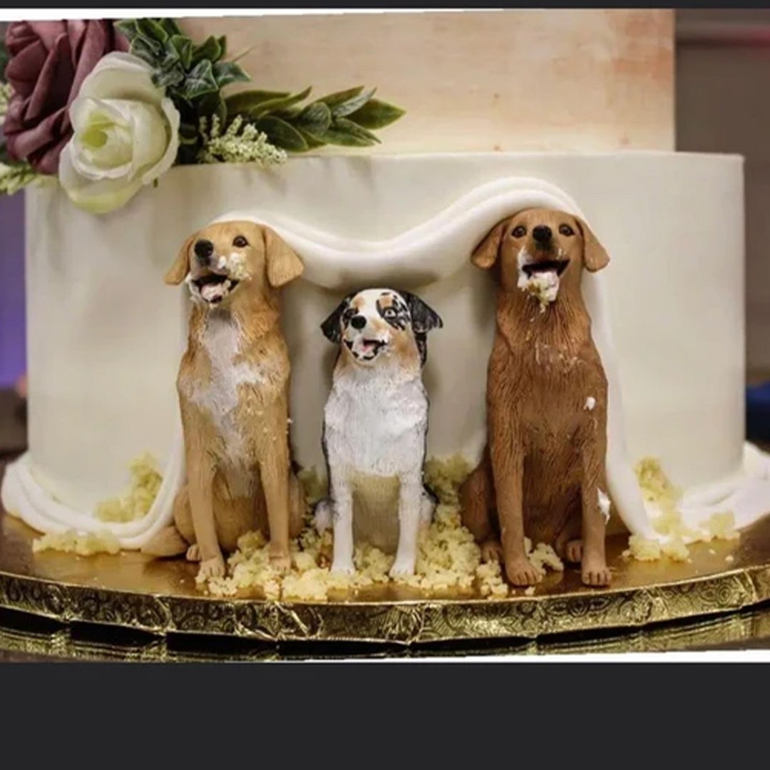 Custom Pet Figurine Cake Topper – Handmade Dog & Cat Wedding Cake Decoration, Personalized Pet Portrait Sculpture - View #9