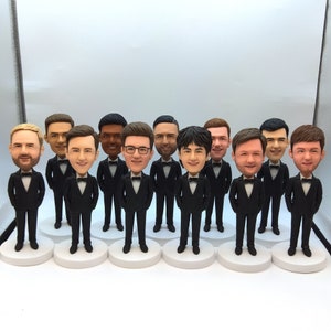 Custom bobbleheads, bobblehead gifts for the best man group, custom wedding best man bobbleheads, custom personalized bobbleheads
