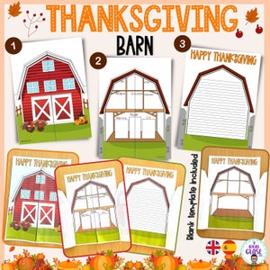 Thanksgiving writing elements graphic organizer- barn - bilingual