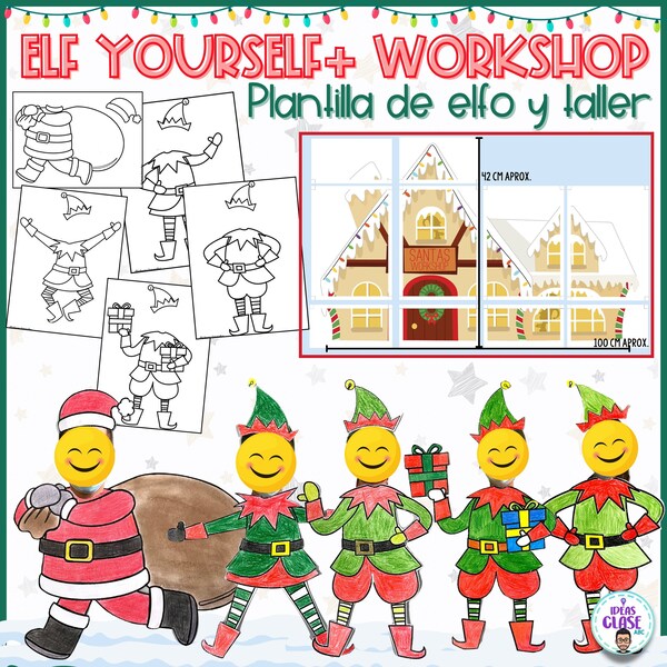 Elf yourself- Elves templates- Santa and Santa workshop poster