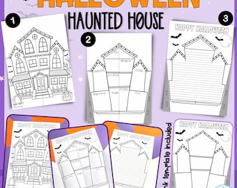 Haunted house Halloween writing elements graphic organizer - bilingual