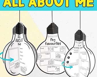 Back to School All About Me 3D Lightbulb first day of school activity bilingual