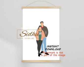 Custom digital portrait / custom faceless portrait / digital illustration/ wedding gift / digital gift