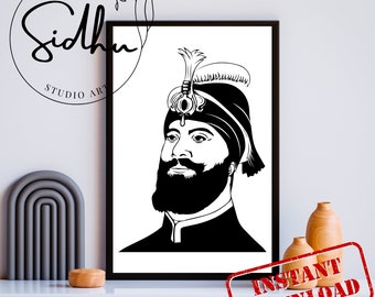 Guru Gobind Singh Ji Minimalist Art Print (Digital Download)