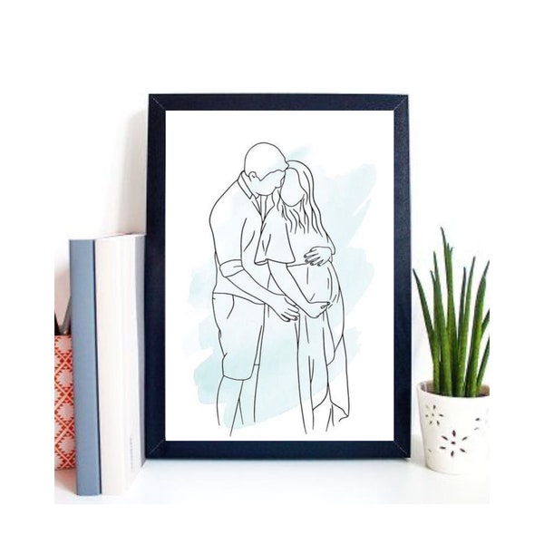 Custom line portraits  / custom line drawing   / digital illustration/ wedding gift / digital gift