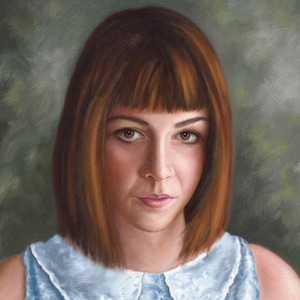 Digital portrait painting, portrait of lady, digital oil painting, commission portrait from photo