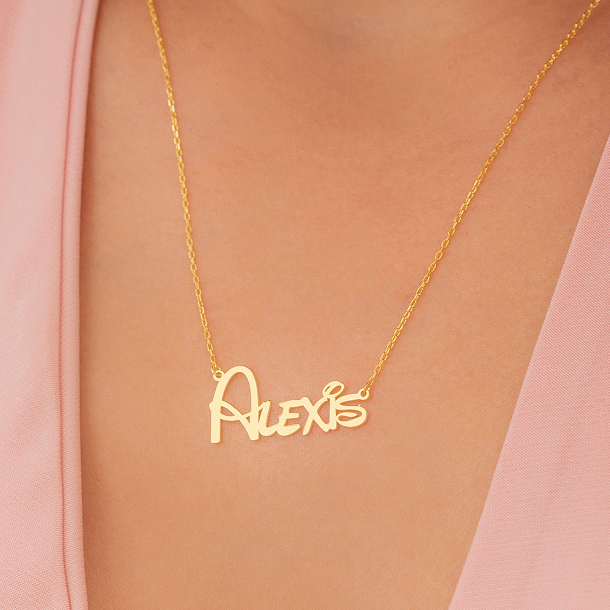 Custom Disney Style Kids Name Necklace Daughter Name Etsy