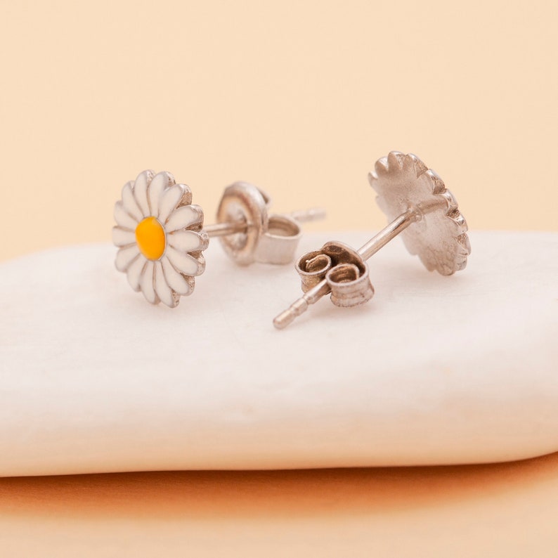 Tiny Daisy Stud Earrings, Mothers Earrings, Korean Earrings, Sterling Silver Daisy Earrings, Gold Daisy Stud Earrings, Christmas Gifts image 8