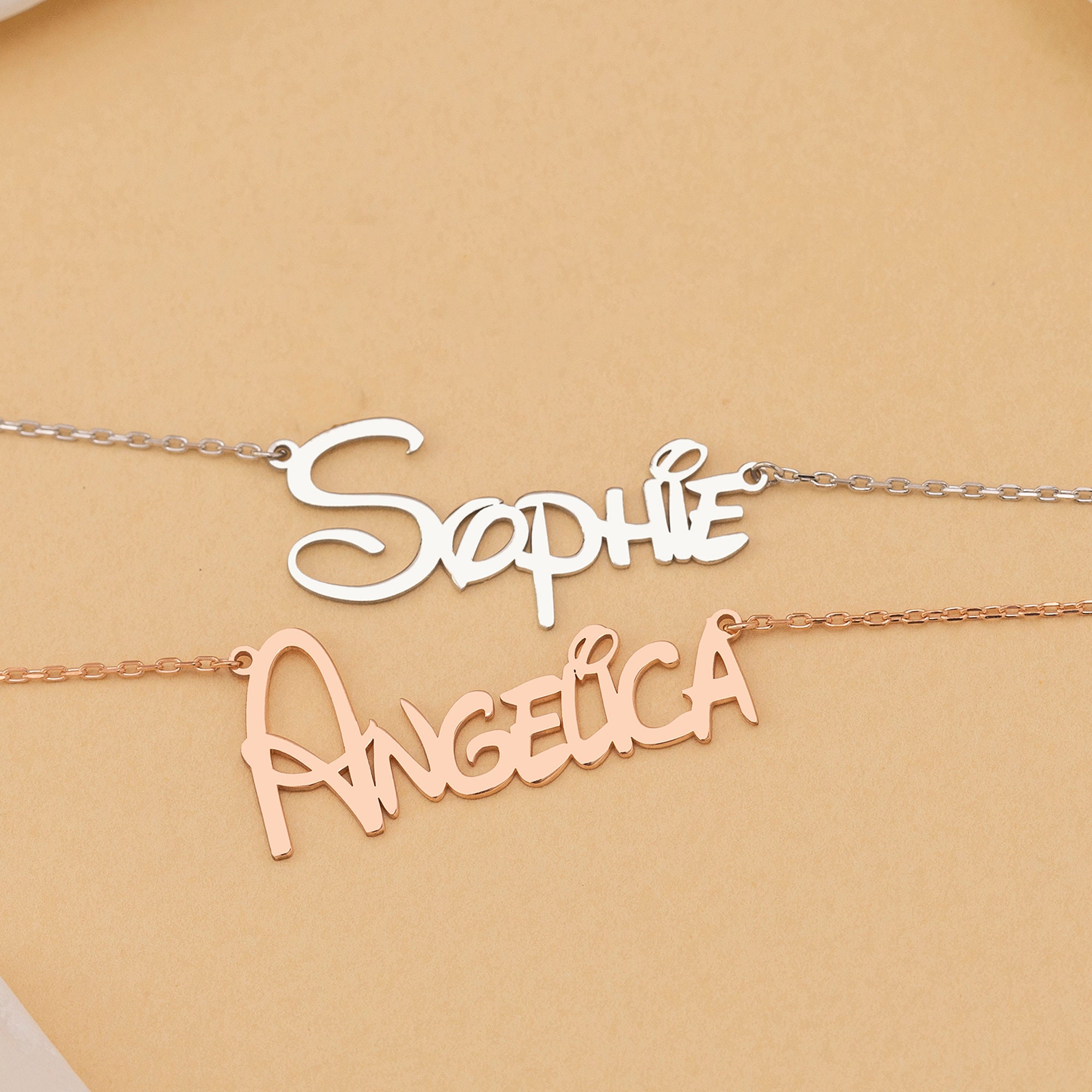 Custom Disney Style Kids Name Necklace Daughter Name Etsy