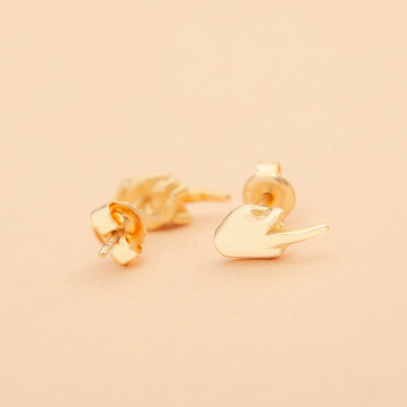Middle Finger Stud Earrings Quirky Earrings Gold Middle Etsy