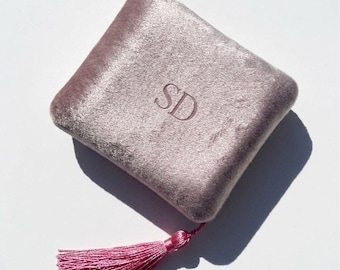 Personalized Velvet Jewellery Box | Something Blue | Wedding Day Ring Holder | Bridesmaid Gift | Monogrammed Keepsake