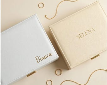 Personalised Jewellery Box with Custom Name, Travel Jewellery Case, Bridesmaid Proposal Gift, Engagement Keepsake