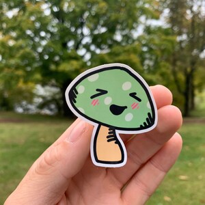 Green Mushroom Sticker  | Mushroom Stickers | Waterproof, Vinyl and Dishwasher Safe | Laptop, Water bottle, Hydro Flask, Tumbler Decal