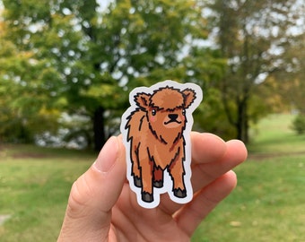 Baby Highland Cow Sticker | Waterproof Vinyl Decal