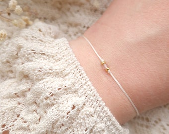 Pulsera de cuarzo rosa | Pulsera delicada de piedras preciosas | Mes de nacimiento: octubre