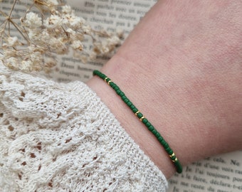 Delicate pearl bracelet | Filigree | dark green gold