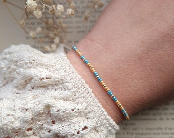 Delicate pearl bracelet | Filigree | orange blue