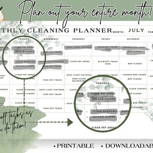 Monthly cleaning planner, Cleaning checklist, Weekly cleaning list, Cleaning schedule, Cleaning planner, Monthly cleaning schedule, List