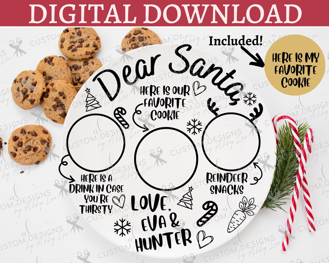 Cookies for Santa Tray SVG, Cookies for Santa Plate SVG, Dear Santa SVG