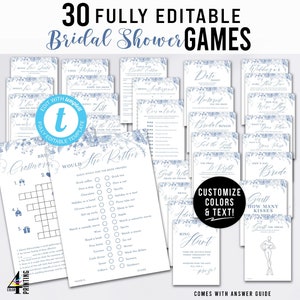 Floral Blue Bridal Shower Game Something Blue Bridal Shower Dusty Blue Bridal Shower Games Printable Shower Game Bridal Shower Game Template