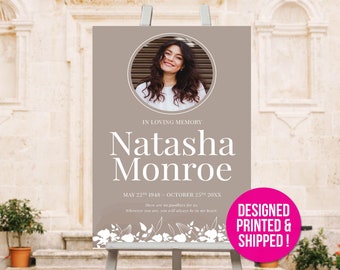 Custom Memorial Photo Sign | Funeral Poster, Printed & Shipped