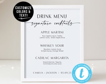 Signature Drink Sign Template | Signature Cocktail Sign | DIY Signature Drink Sign | Wedding Bar Sign Template | Wedding Cocktail Sign