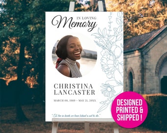 Custom Memorial Poster | Funeral Photo Sign, In Loving Memory