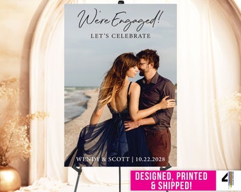 Printed Engagement Party Welcome Sign, Photo Poster Board