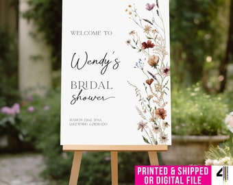 Wildflower Bridal Shower Welcome Sign, Muted Floral Bridal Shower Sign, Floral Bridal Shower Welcome Sign, Printed Bridal Shower Sign