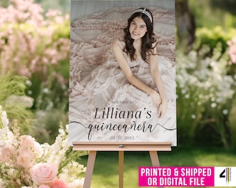 Custom Quinceanera Welcome Sign, Quinceanera Sign with Photo, Quinceanera Welcome Sign, Personalized Quinceanera Sign, Quinceanera Decor