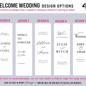 Fabric Welcome Sign, Fabric Wedding Sign, Wedding Fabric Welcome Sign, Fabric Sign with Stand Option, Fabric Wedding Welcome Sign image 11