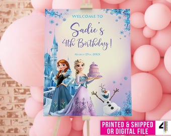 Frozen Birthday Party Welcome Sign, Elsa Party Decor (Printed or Digital)
