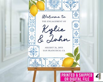 Amalfi Coast Engagement Welcome Sign, Lemon Tile Decor