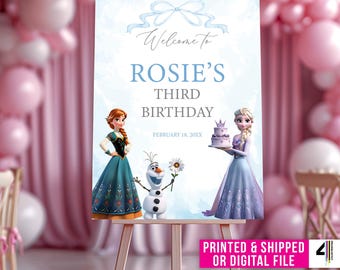 Custom Frozen Birthday Welcome Sign, Elsa Party Decor (Printed or Digital)