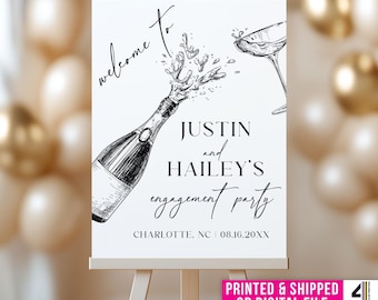 Custom Engagement Welcome Sign, We’re Engaged Engagement Entrance Signage For Engagement Decorations, Minimalist Engagement Party Sign