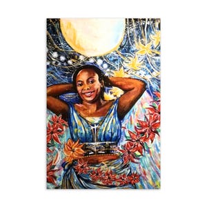 Cartão postal da herança afro-indígena de Guam, papelaria de artista indígena