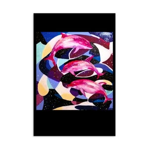 Carte postale à l'arrêt peinture abstraite dauphin par artiste autochtone