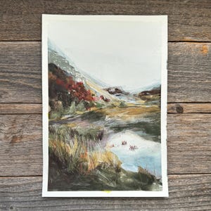 Watercolor Art - 7&quot;x10&quot; - Landscape - One of a Kind - Painted with Handmade Watercolors and Pencils - Original Art